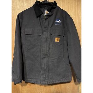 Carhartt Black Mens Medium Traditional Canvas Coat With Cord Collar Quilted